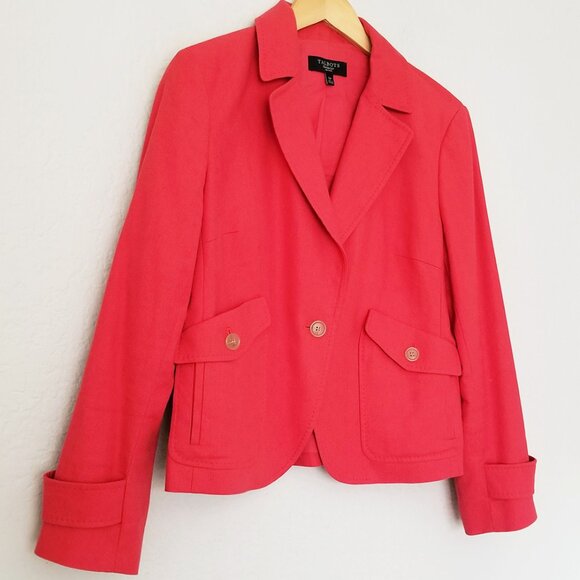 Talbots Cotton Linen Blend Blazer Jacket Women 12P Red Coral Single Button $169 - Picture 15 of 16